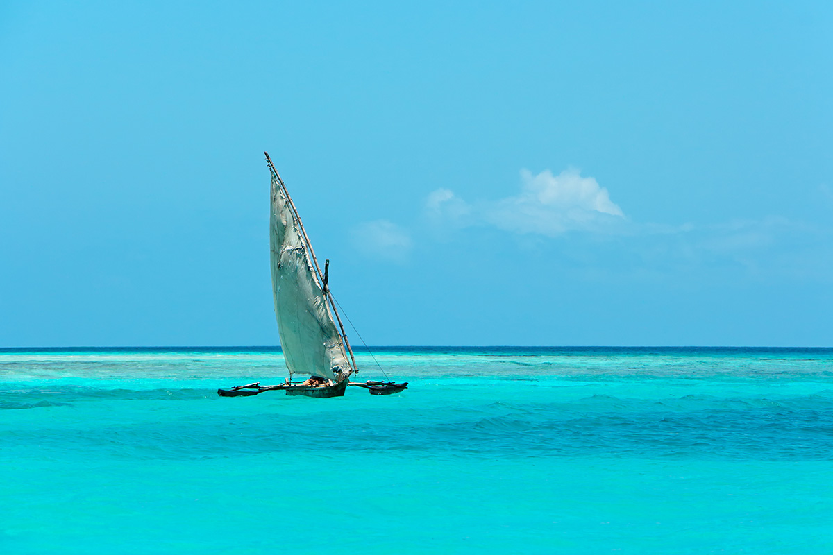 Ngalawa in clear blue water